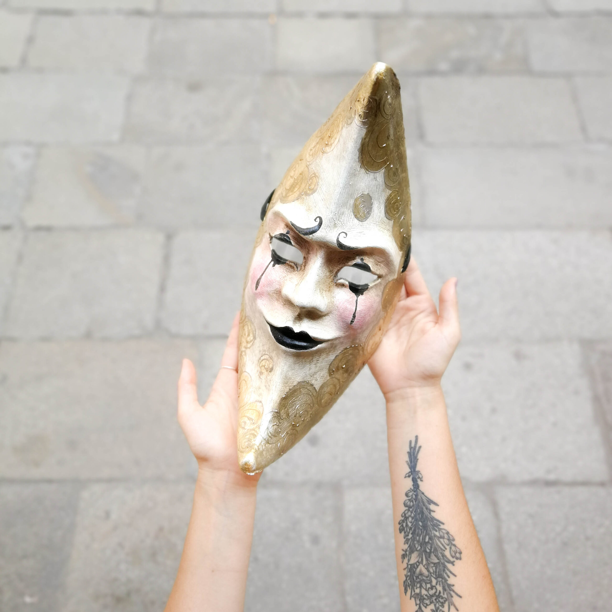 Venetian Pierrot Moon Mask | Sarria Masks